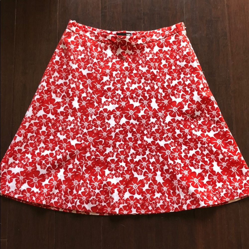 H&M | Red Floral A-line Skirt